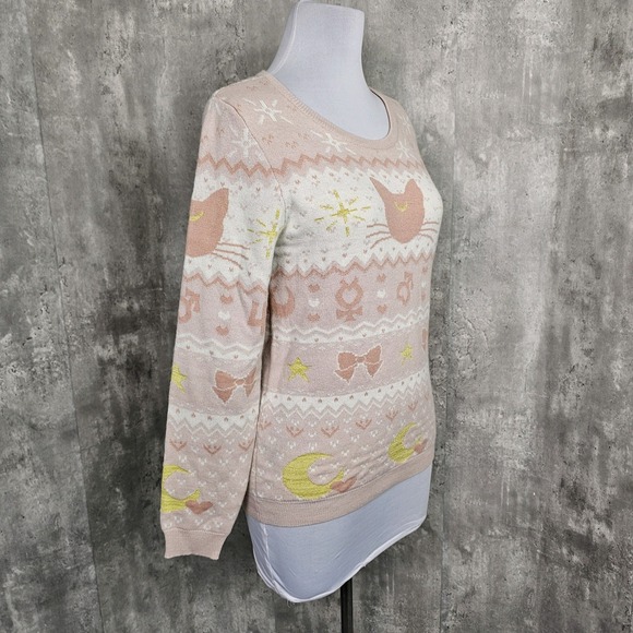 Sailor Moon Luna Guardian Symbols Womens L Sweater Box Lunch Exclusive Pink - Picture 3 of 6